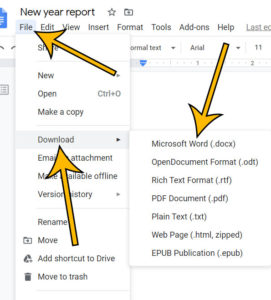 how to download Google Docs as Word