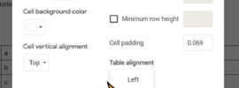 how to center a table in Google Docs