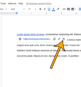how to remove a hyperlink in Google Docs