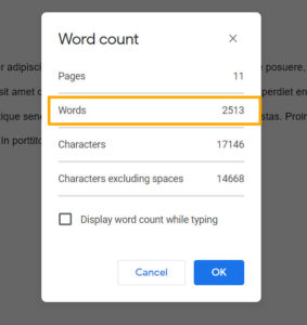how to view word count in Google Docs
