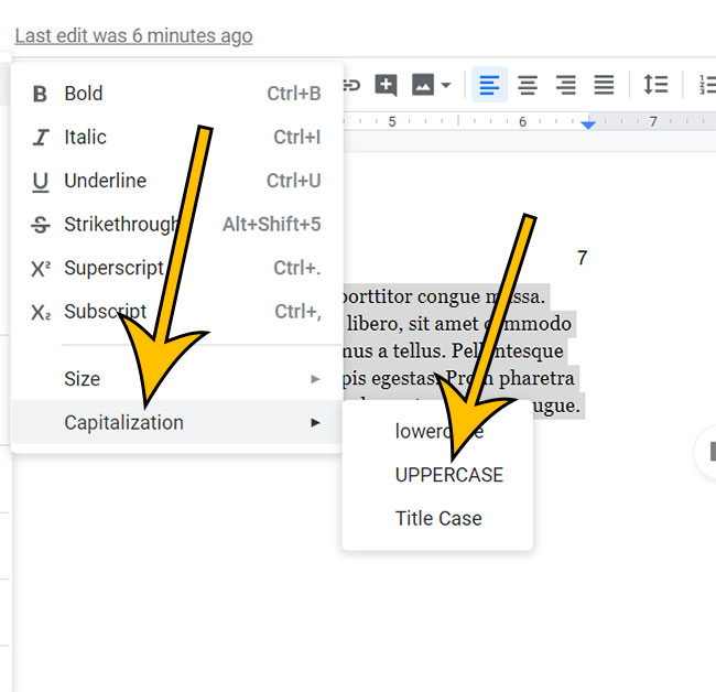 how to make text uppercase in Google Docs