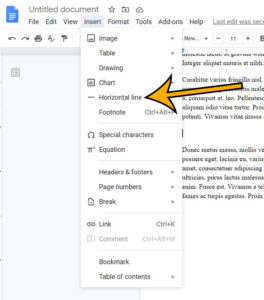 Google Docs how to insert horizontal line
