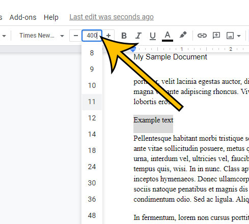 how to use font sizes bigger than 96 in Google Docs