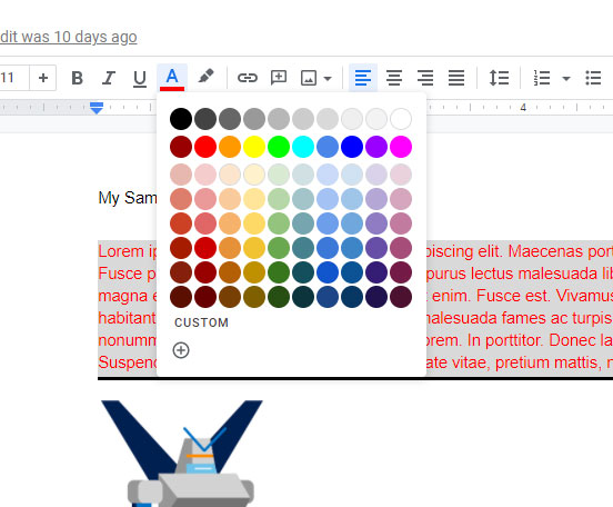 how to change font color in Google Docs