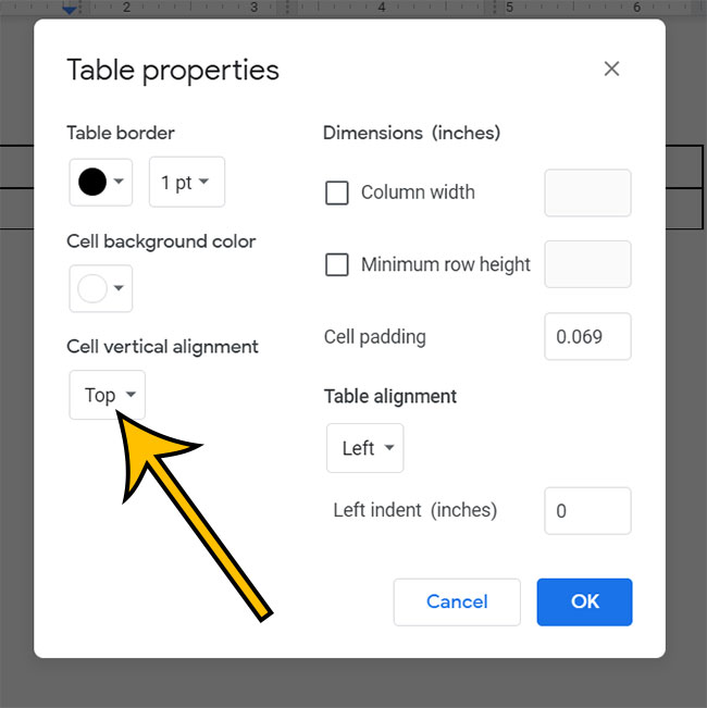 how to do Google Docs vertical alignment