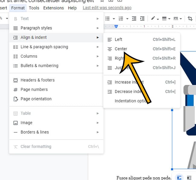 another way to center a Google Docs image