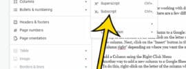 how to use subscript in Google Docs documents