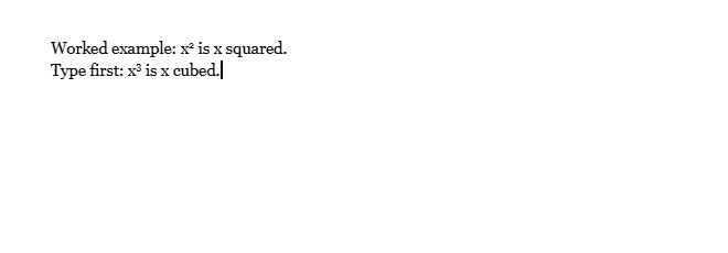 Two Google Docs examples showing a raised 2 and 3 with the following words back on the normal line